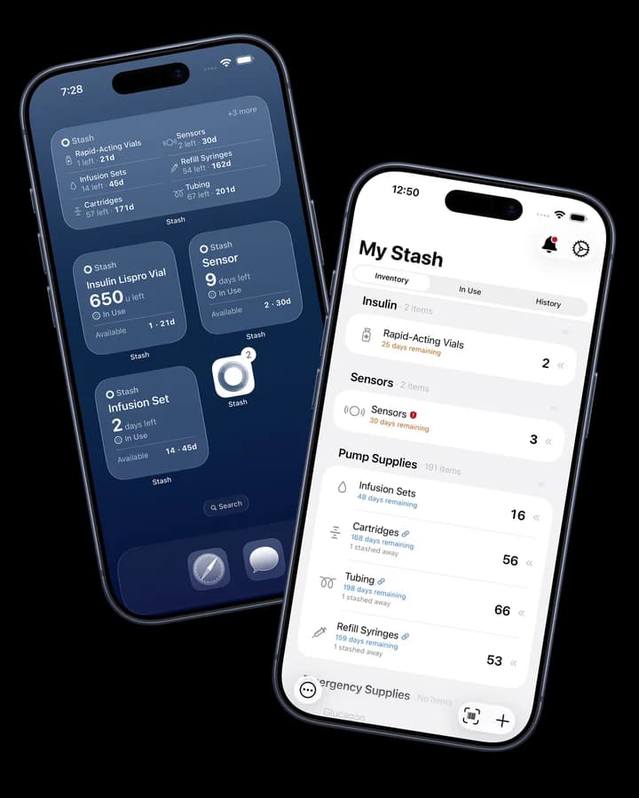 Stash on iPhone: home-screen widgets and the My Stash inventory